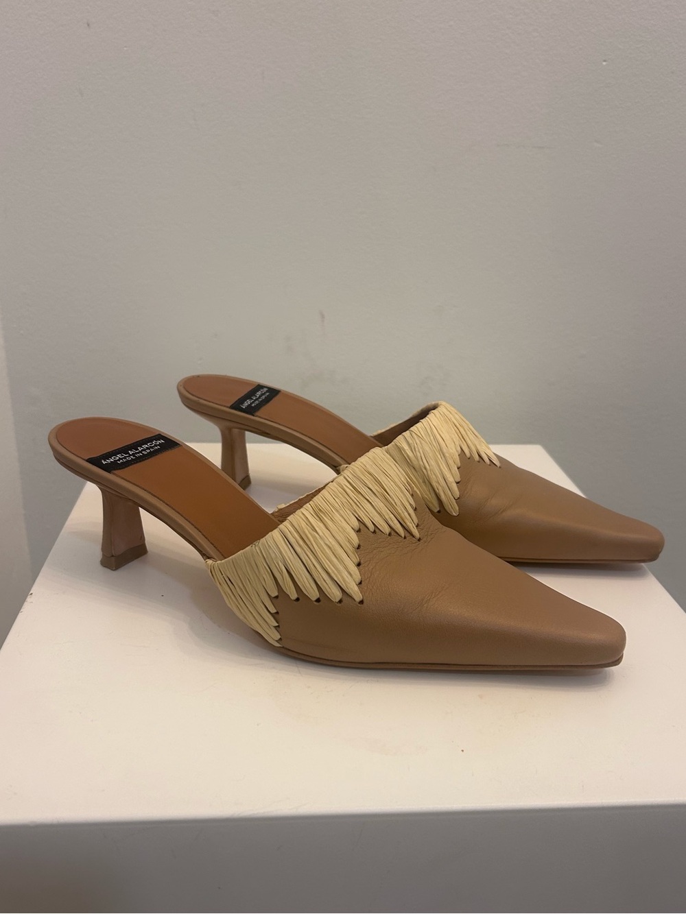 Angel Alarcon Fringed Pointed-Toe Mule MADE IN SPAIN LEATHER